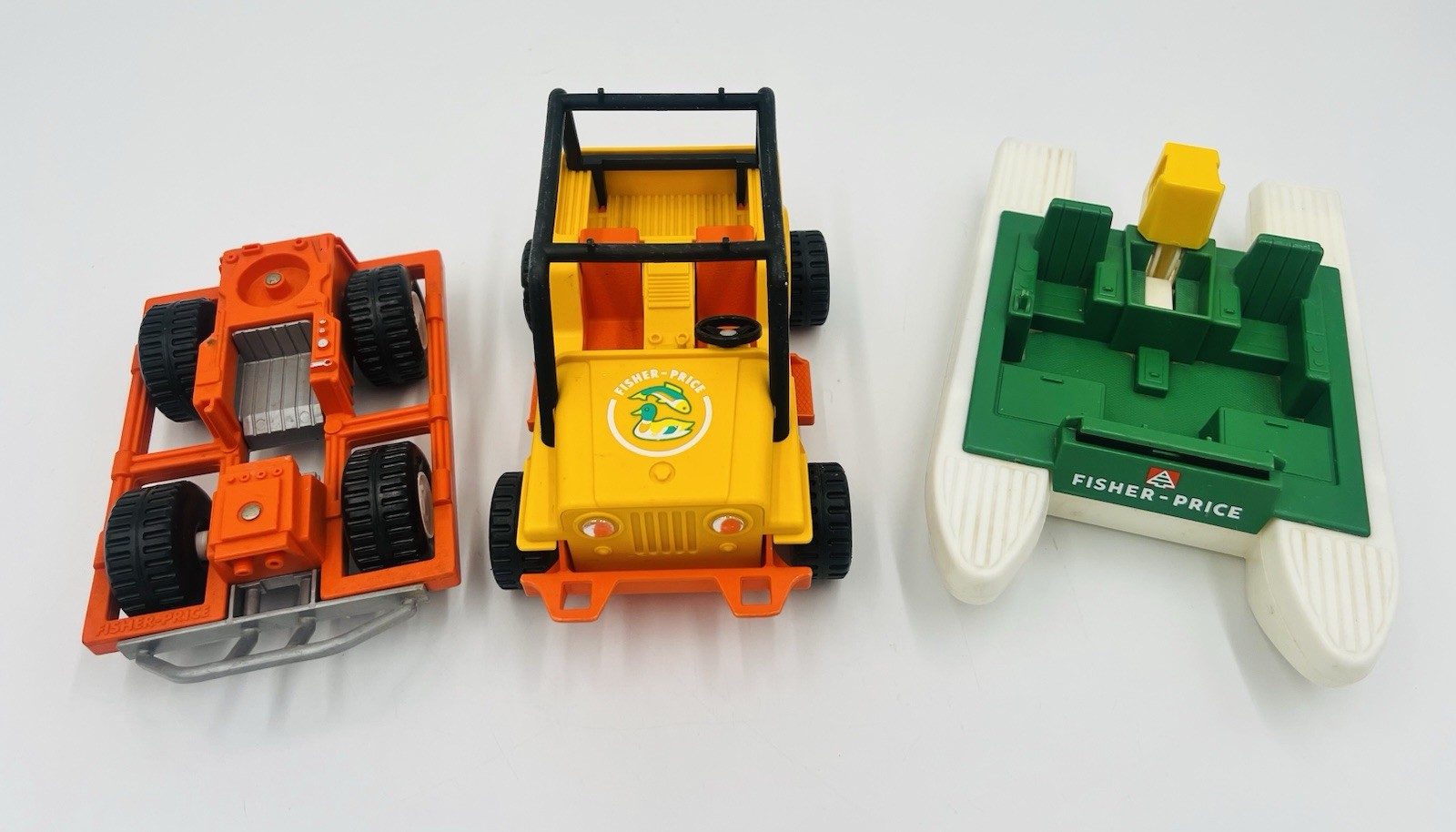 Lot Of Fisher Price Adventure People Pontoon 1974, 1977 Jeep 312, Lunar Vehicle