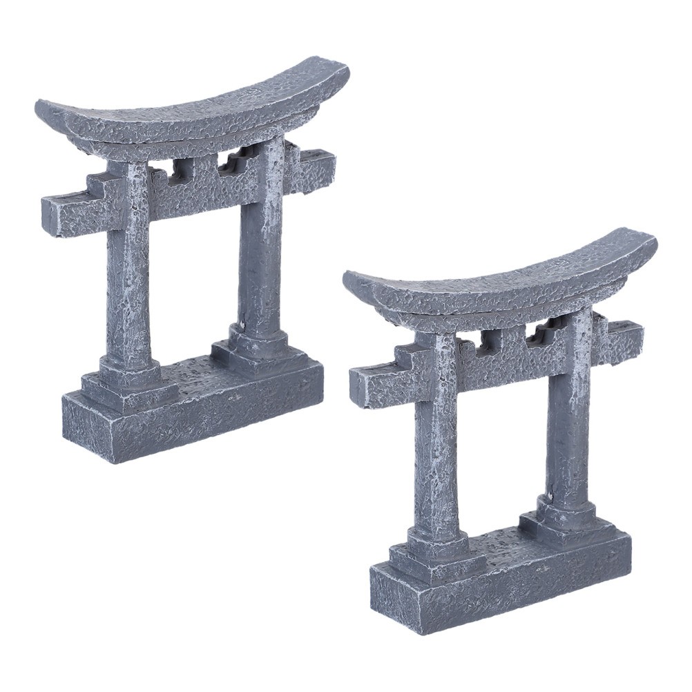  2pcs Miniature Resin Torii Gate - Japanese Garden Decorative Mini Torii Gate