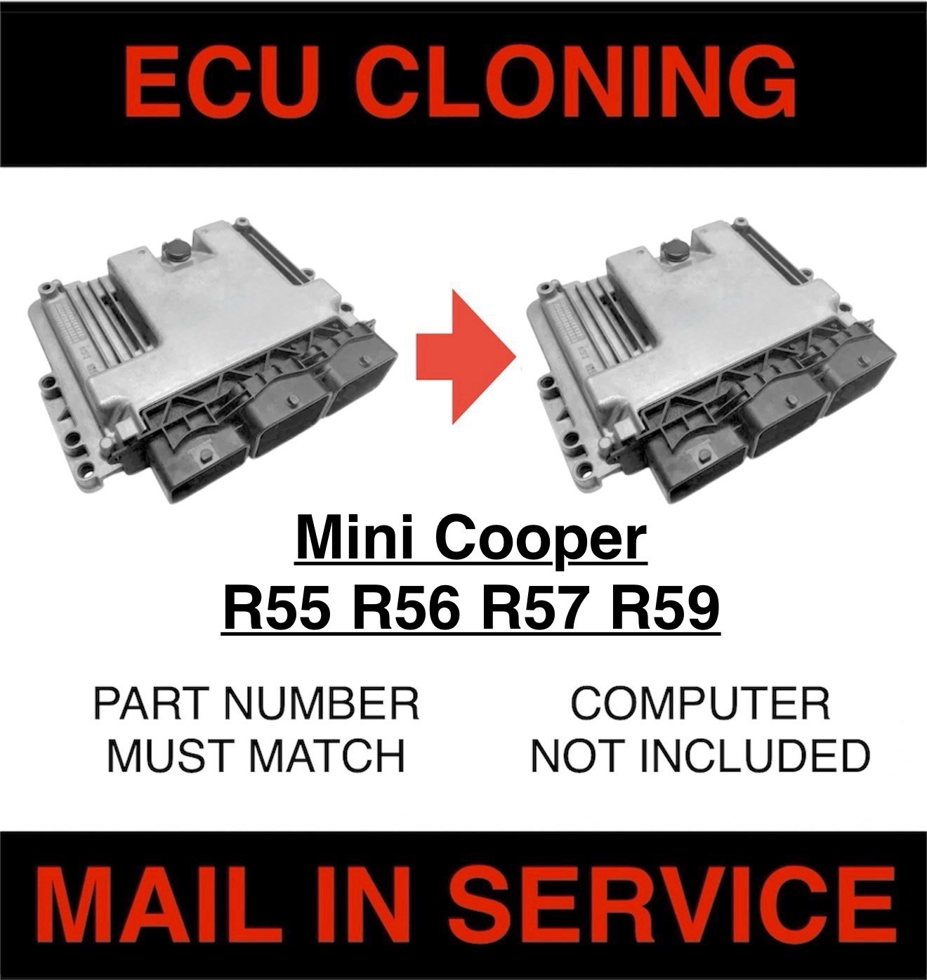 Mini Cooper R55 R56 R57 R59 Engine Computer ECU DME Clone Programming Service