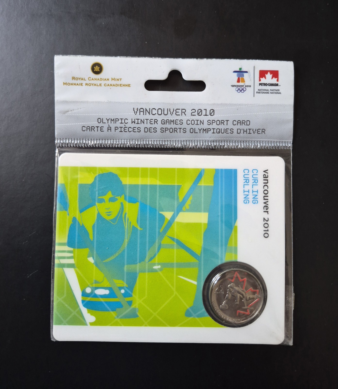 CANADA  25 CENTS 2007 COLOURED  VANCOUVER  CURLING 