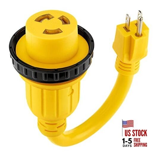  30 Amp to 15 Amp 110 RV Adapter Plug, 15A Male to 30A Female RV Power 