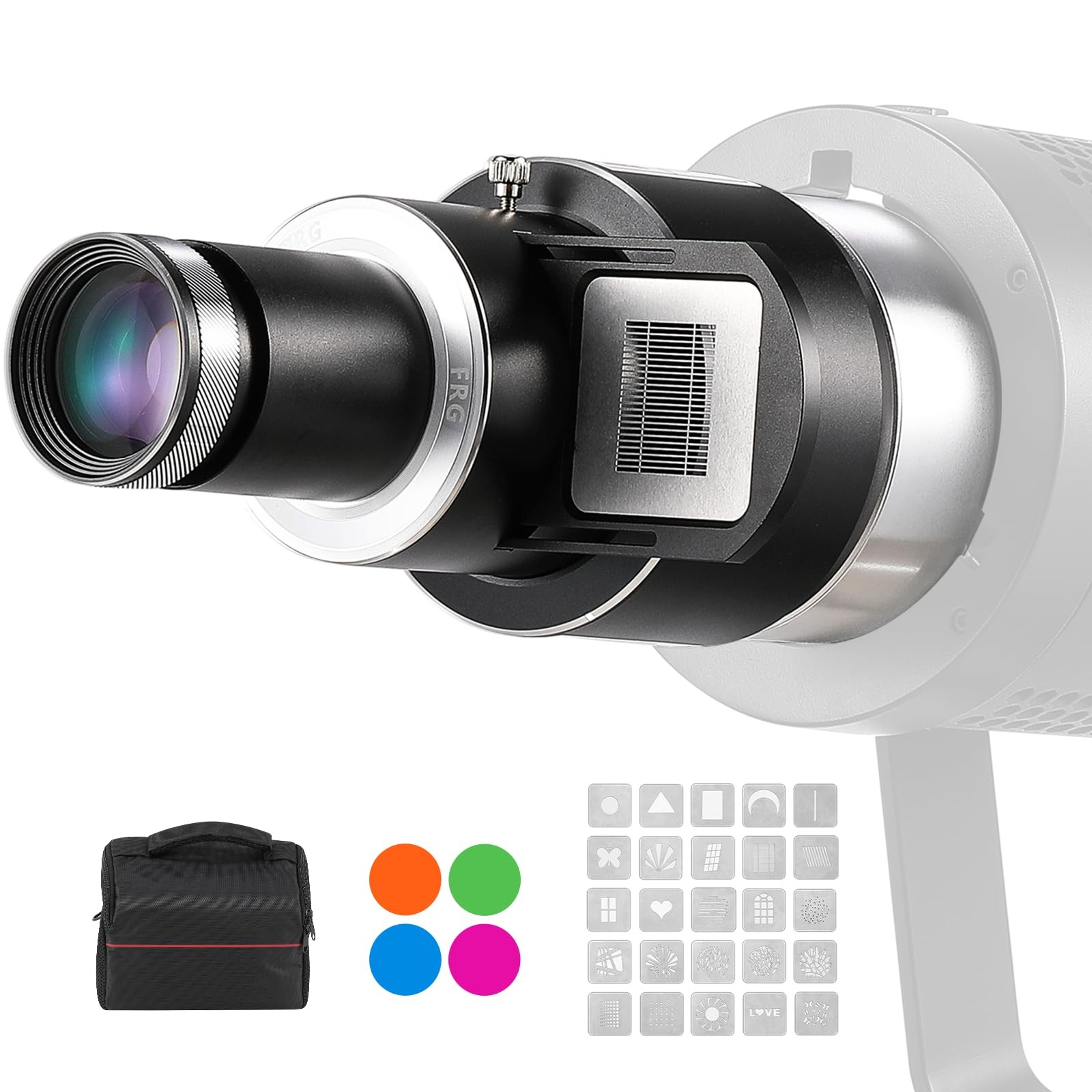 Bowens Mount Optical Snoot - 4 Color Filters, 25 Gobos & Carrying Bag | with ...