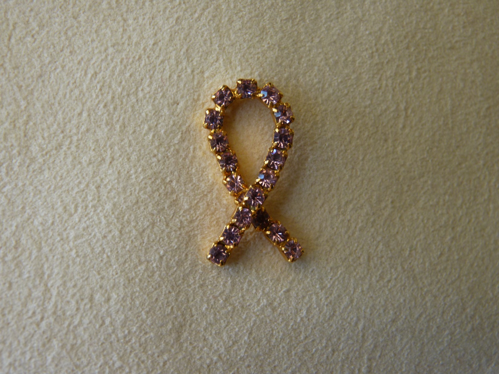 Pink Rhinestone Breast Cancer Awareness Ribbon Lapel Pin 1" Free Shipping