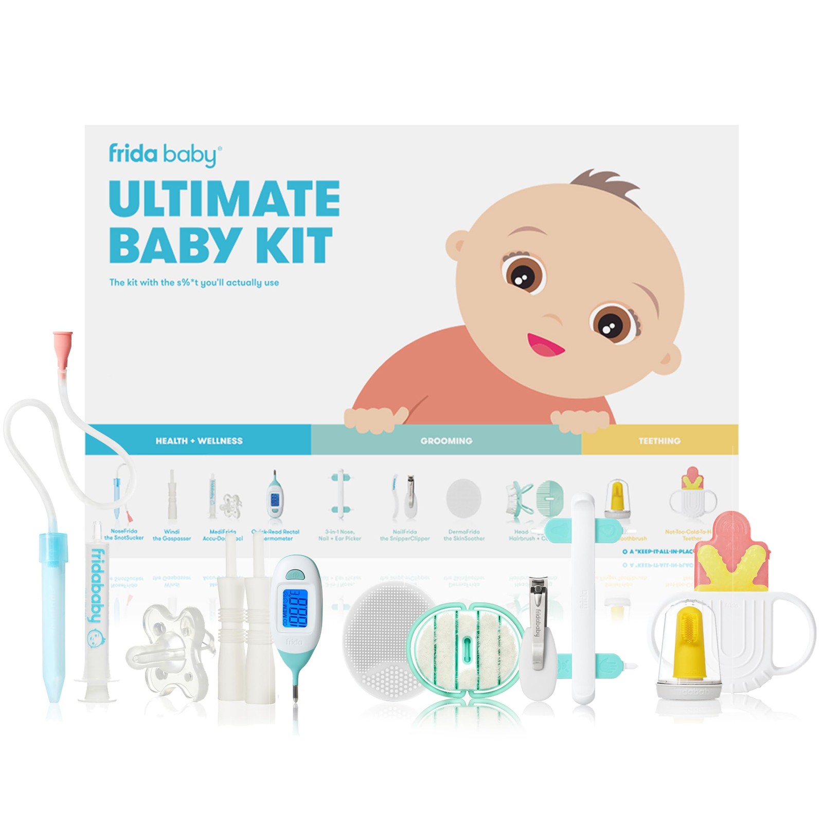 Baby Care Kit 10 Piece Gift Set Newborn Essentials Grooming Tools Teething Toys