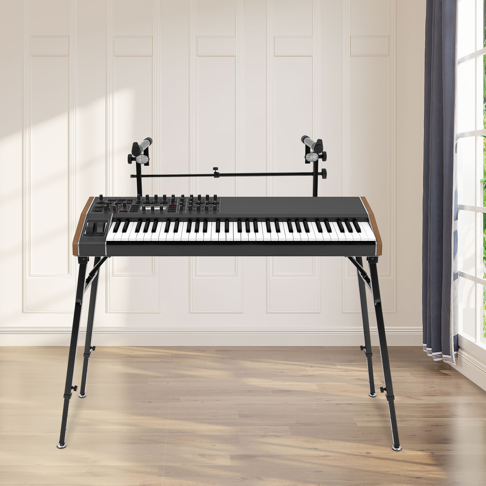 Keyboard Stand DJ Workstation Table Top Piano Holder 2-Tier Double Studio Mount