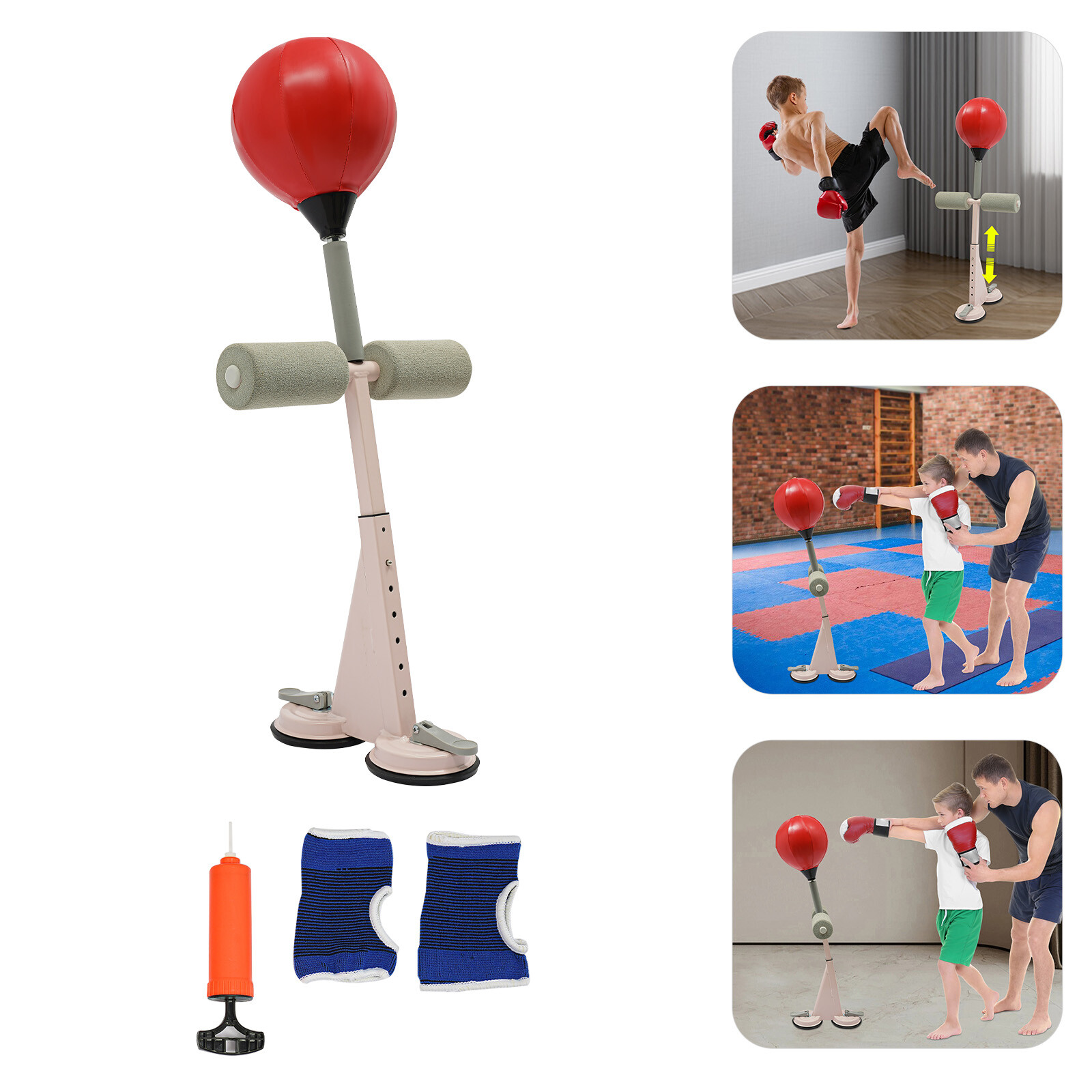 Dual Suction Cup Boxing Training Ball Floor Mount Non-slip 6 Adjustable Gears