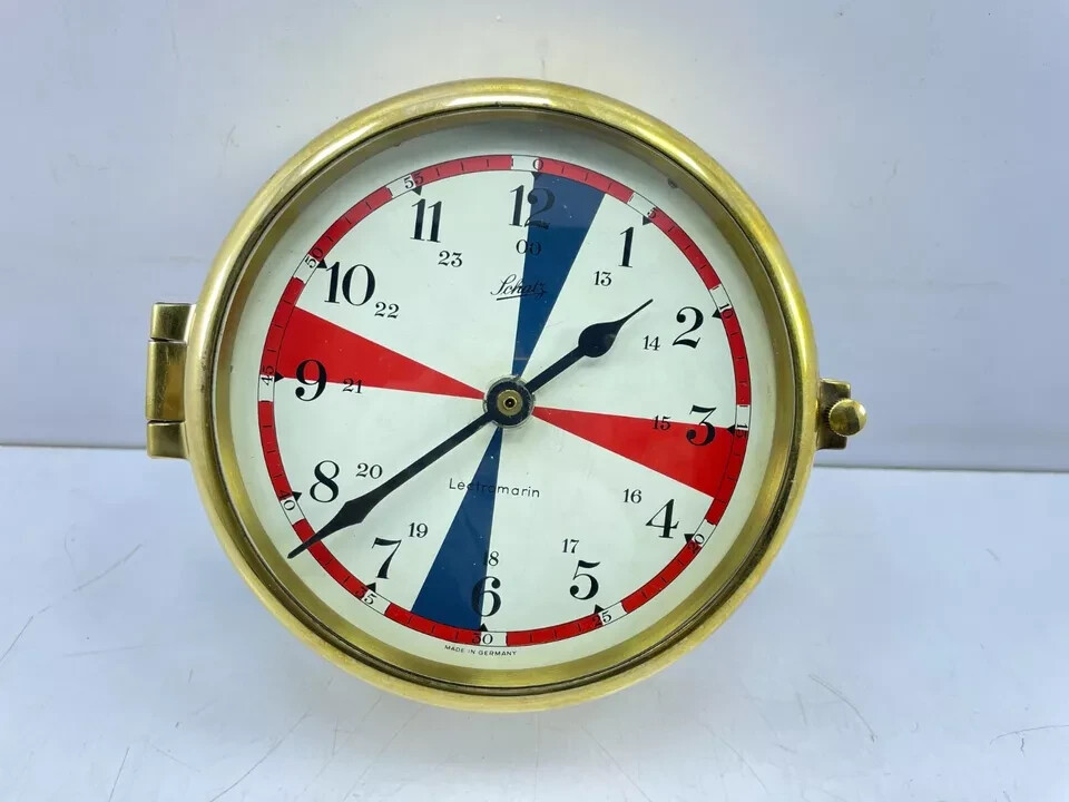 Schatz Vintage Lectromarine Nautical Ship Clock Made Germany Radio Room Rare
