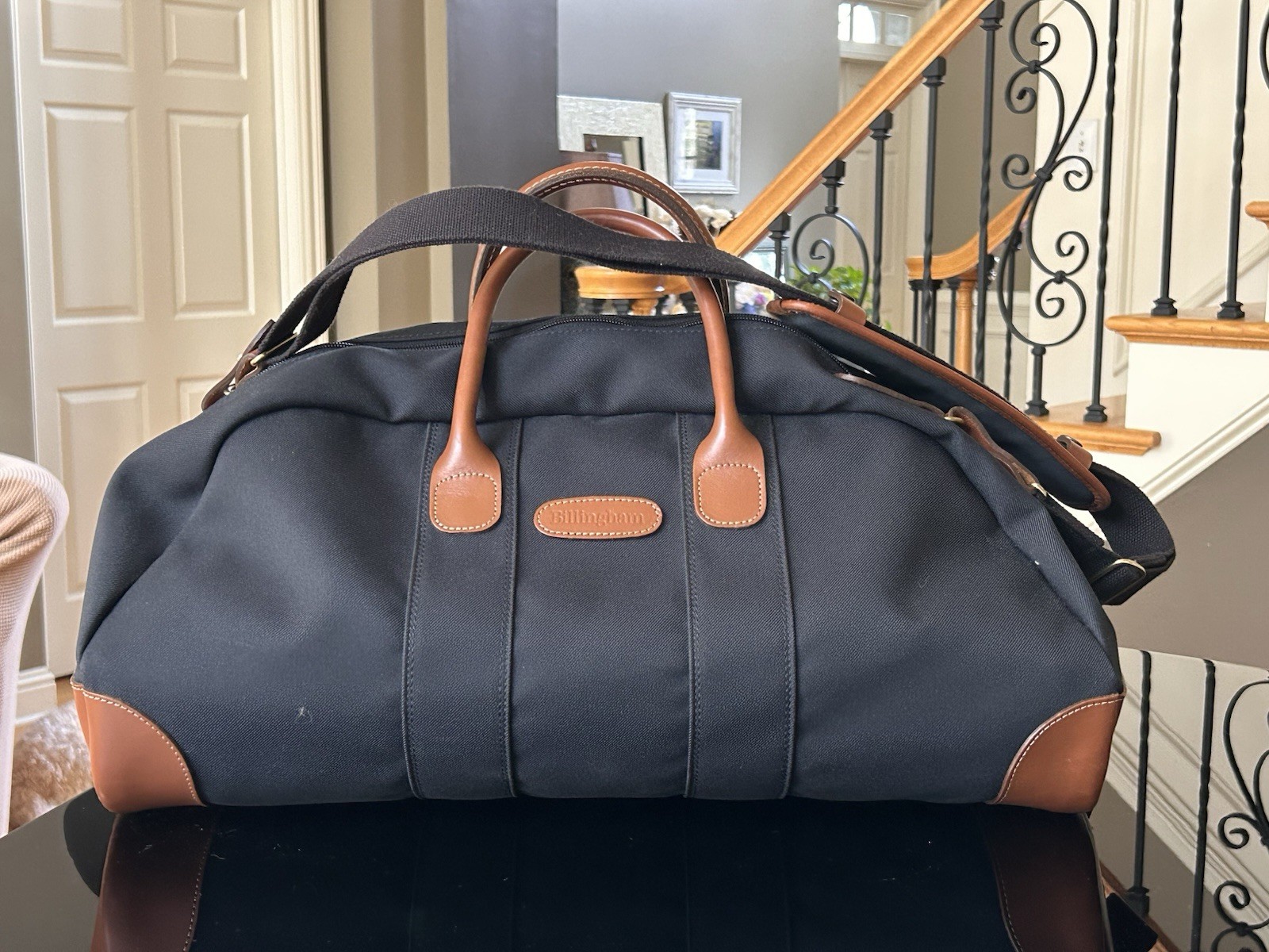 Billingham Weekender Bag (Black FibreNyte / Tan Leather Trim, 34L)