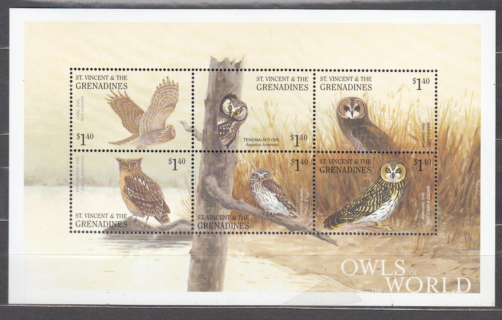 San Vicente - Yvert Postal 4227/32 ** MNH Wildlife - Birds Of Prey - Owls
