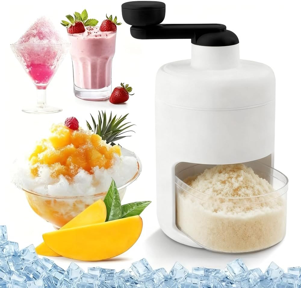 Manual Rotary Ice Shaver Snow Cone Machine w/ Suction Base Stainless Blade