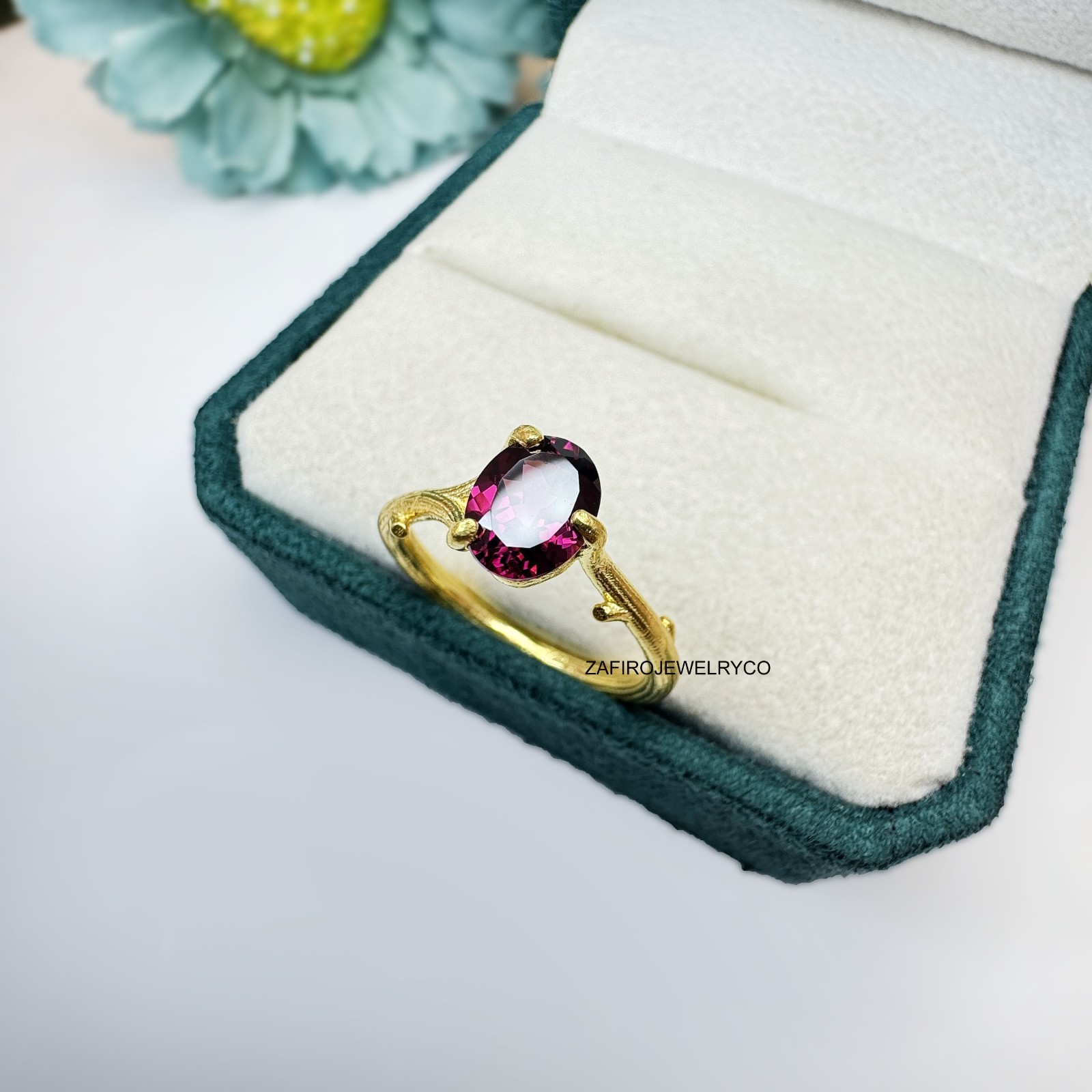 Natural Rhodolite Garnet, Engagement Ring, January Birthstone, Bridesmaid Gift