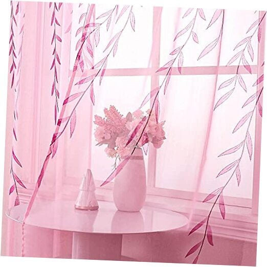  Sheer Curtains 78 inches Long 2 Panels Set- Girls 39"W x 78"L (Pack of 1) Pink