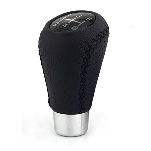5 Speed Car Knob Shifter Handle, Leather MT Gear Stick Shift Fit Black Stitched