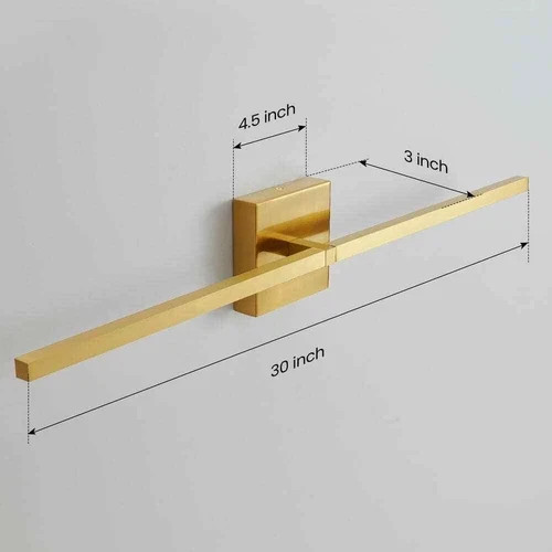 KAISITE 30 in. 2-Light Brushed Gold LED Vanity Light, 18W Dimmable Rotatable