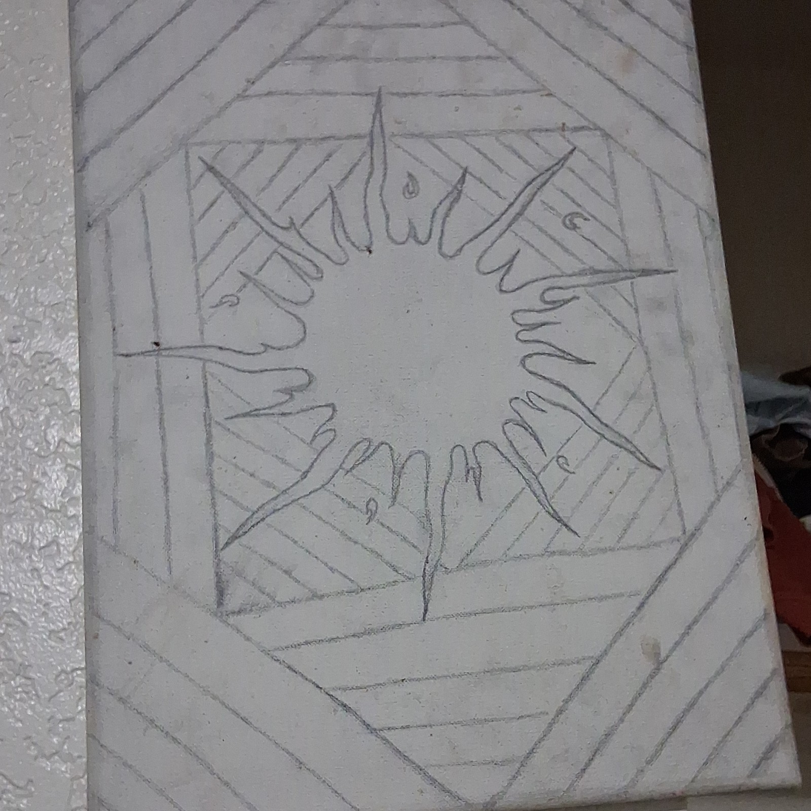 Abstract Geometric Original Pencil Drawing on Paper, Unframed Handmade Art