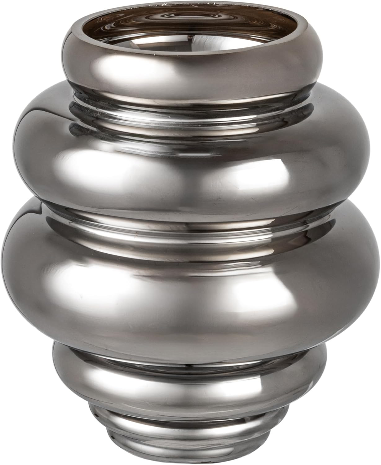 Ribbed Glass Vase, Chrome Finish, Brown