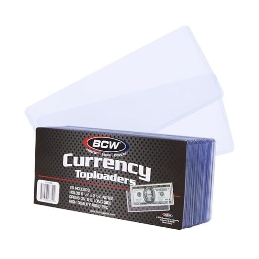  Currency Topload Holder - 50ct | Clear Rigid PVC Protective Sleeve for 