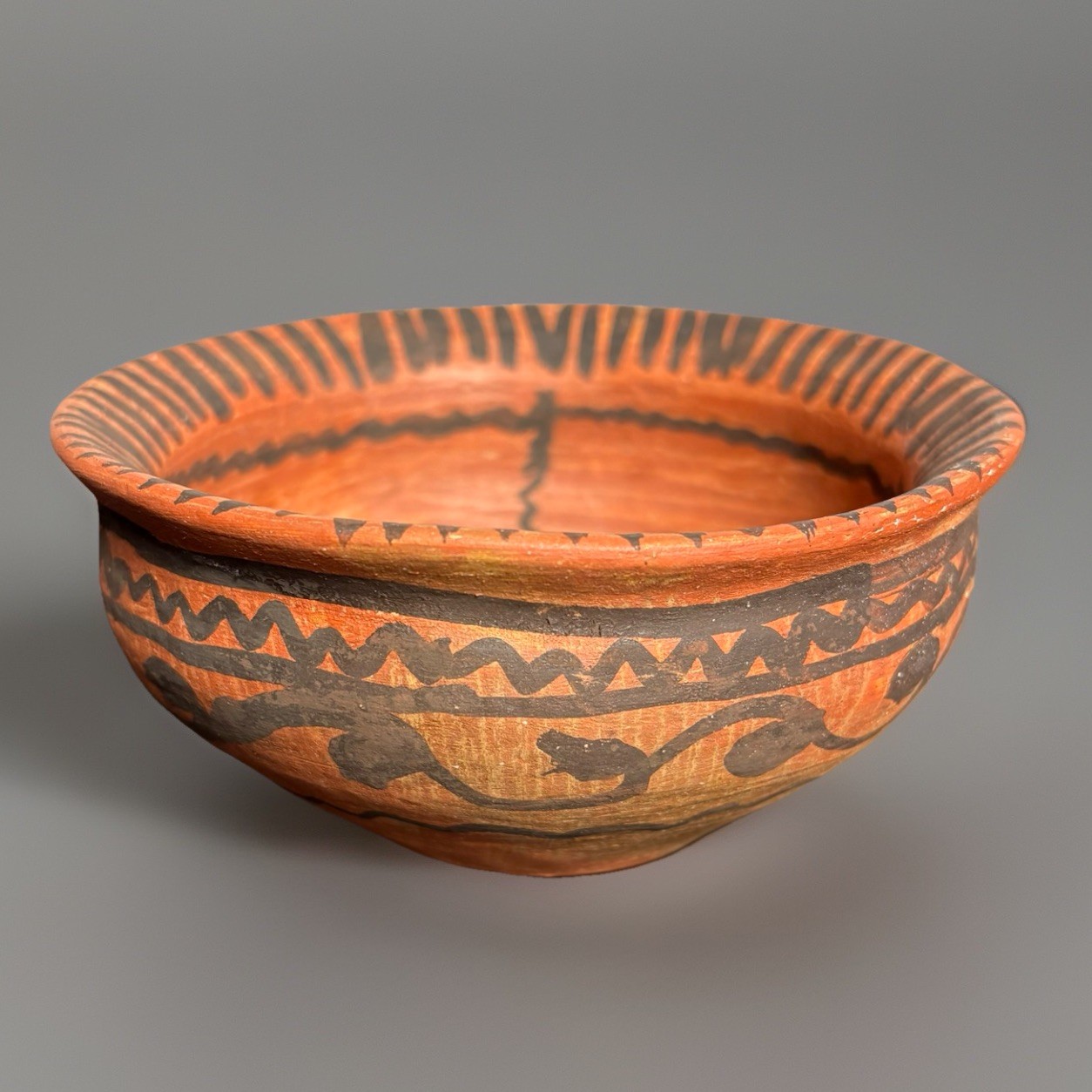 Old Vintage Native American Handmade 5.5" Clay Pottery Bowl Pot Hand Painted