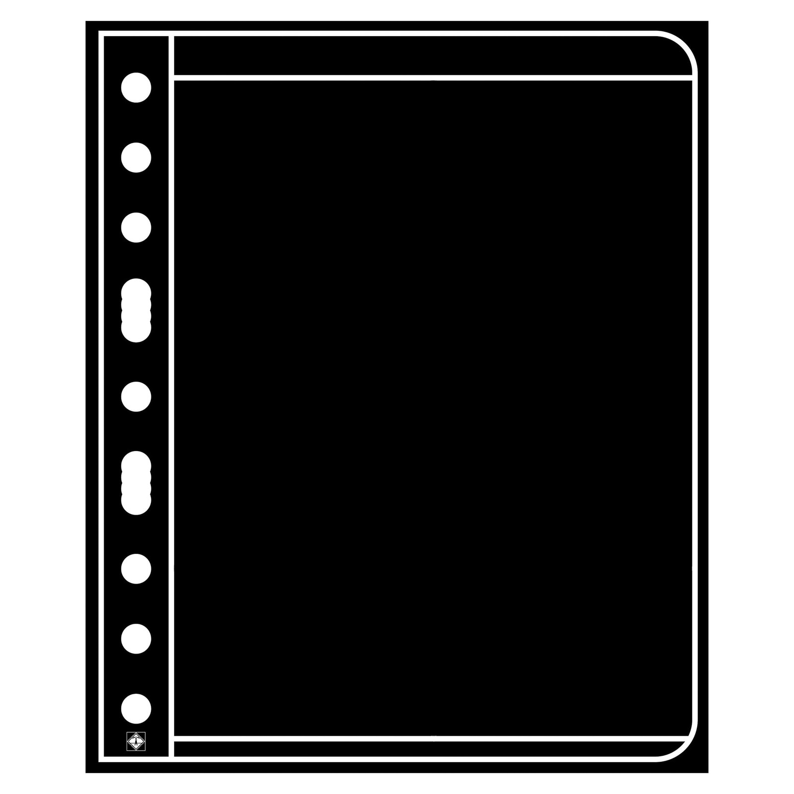 Lighthouse Vario Stamp Album Pages 9-Hole Black Binder 1 Pocket Pack of 5