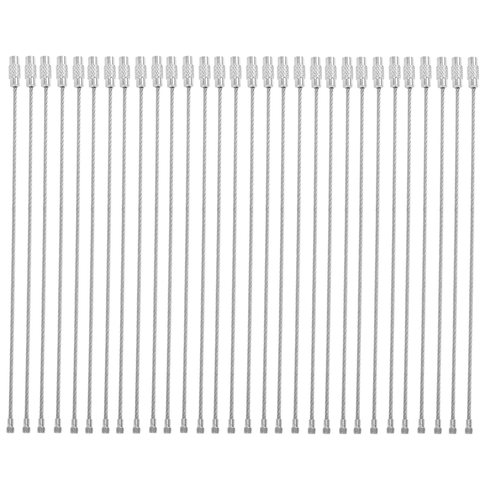 30pcs Stainless Steel Screw Locking Wire Keychain Cable Key Rings Outdoor7523