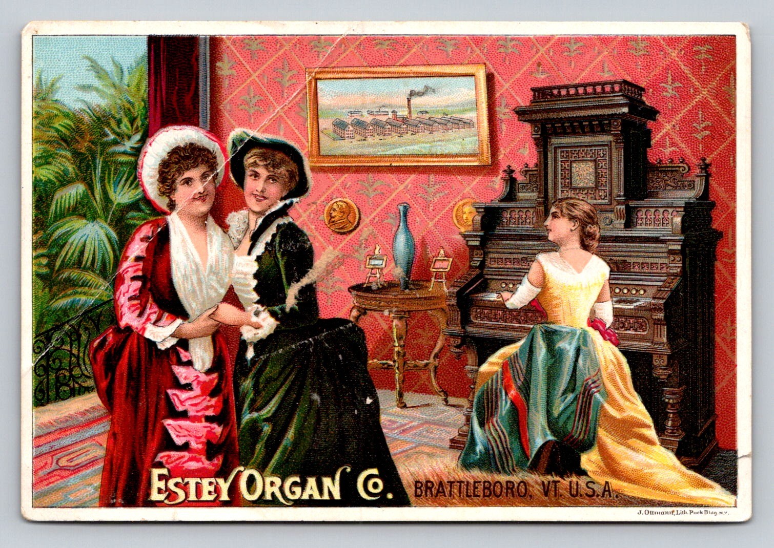 Estey Organ Woman Playing Parlor Trade Card P898