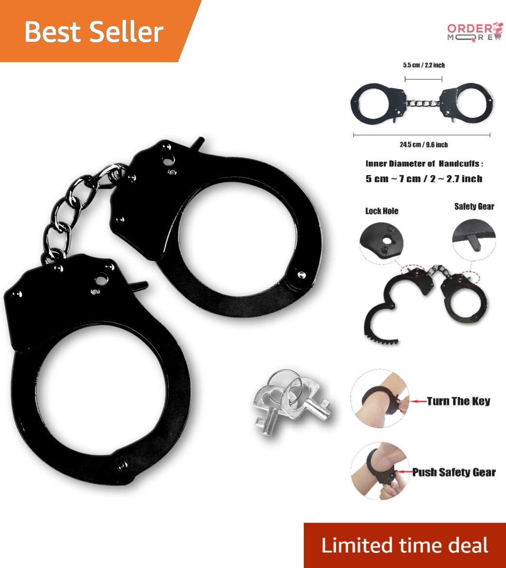 Metal Toy Handcuffs Large Adjustable for Kids Play Props Party Supplies