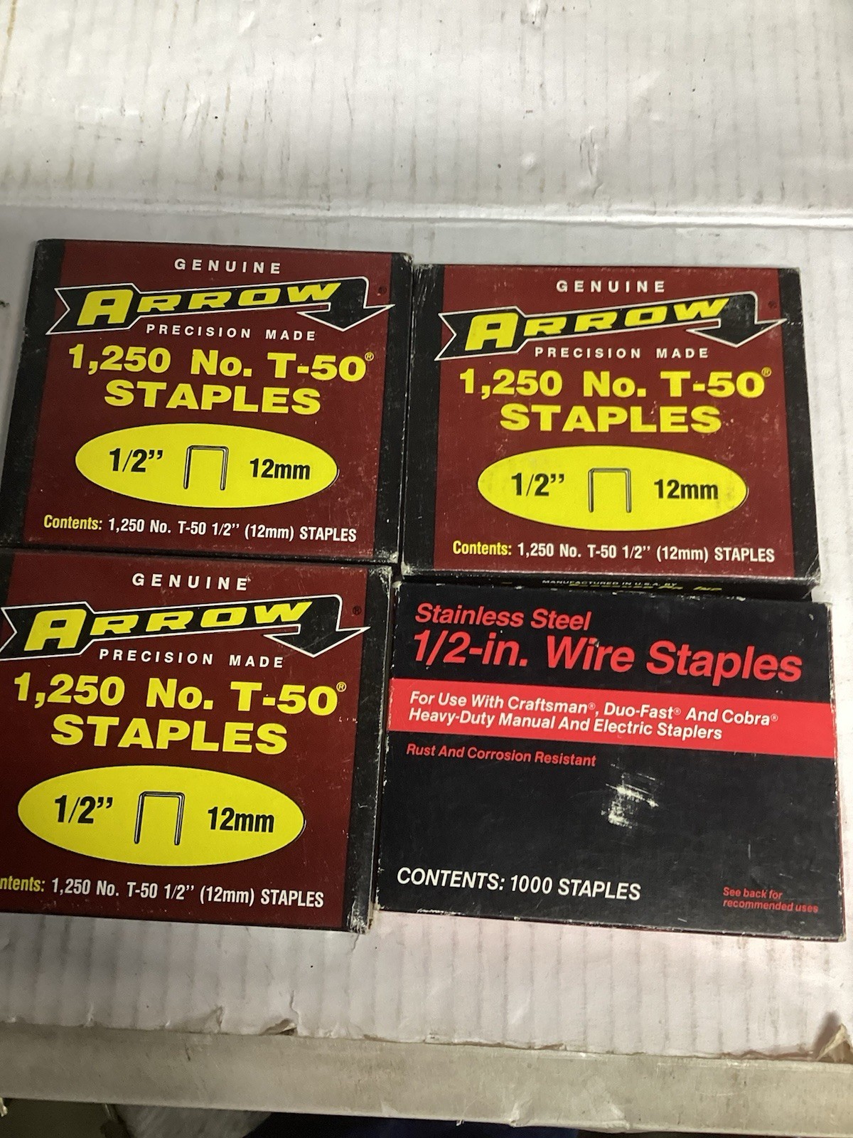 3 Boxes Arrow T-50 And 1 Box Of Craftsman Staples See Description