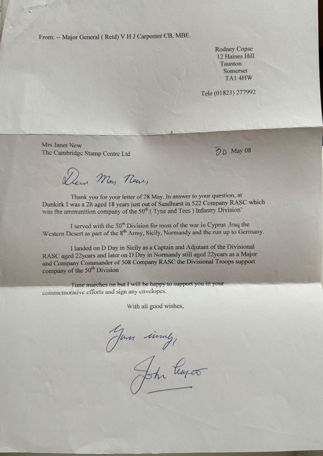 Western desert 1943 Major General John Carpenter CB MBE