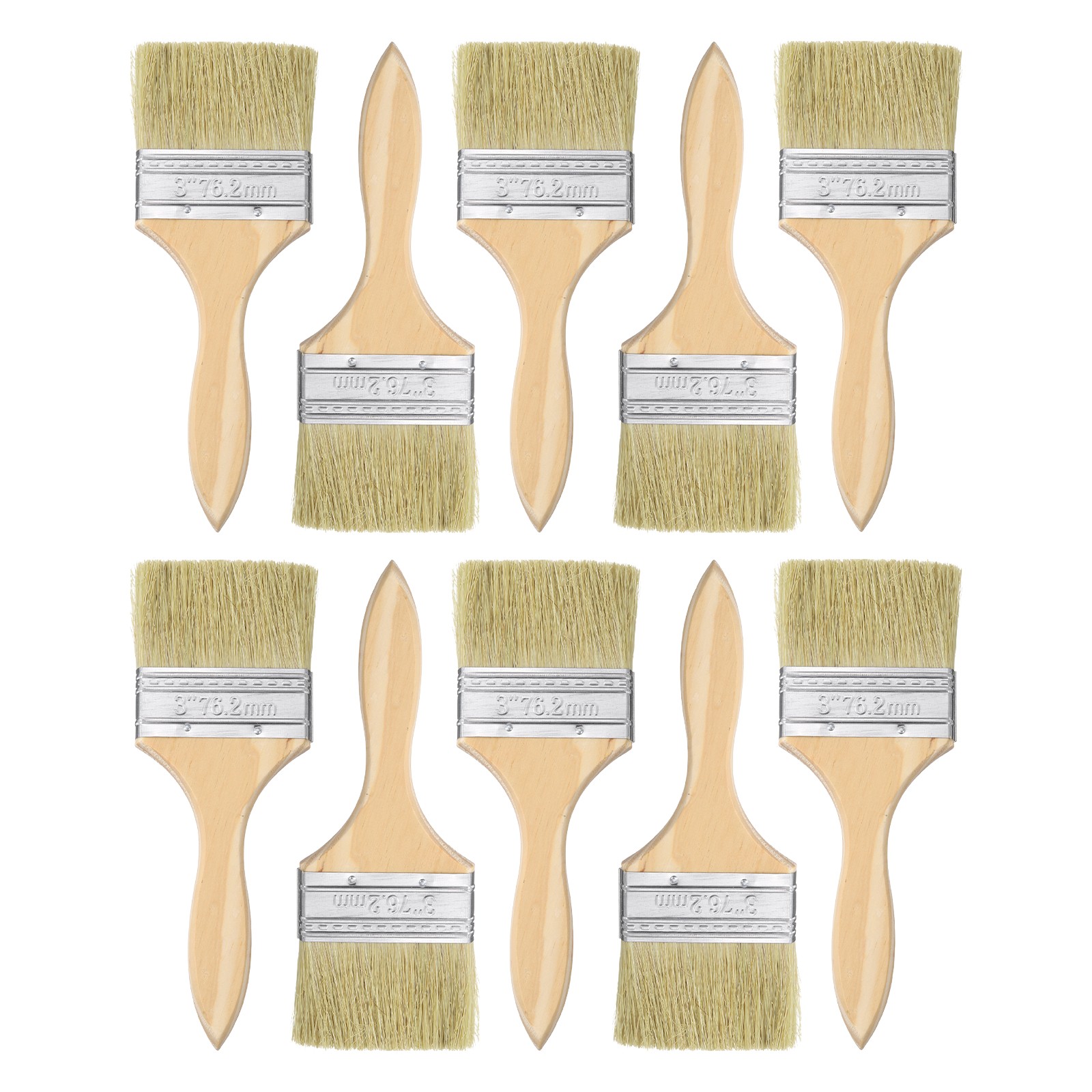 10pcs Double Thick Chip Paint Brush 3" Flat Painting Brush Bristle Brush White