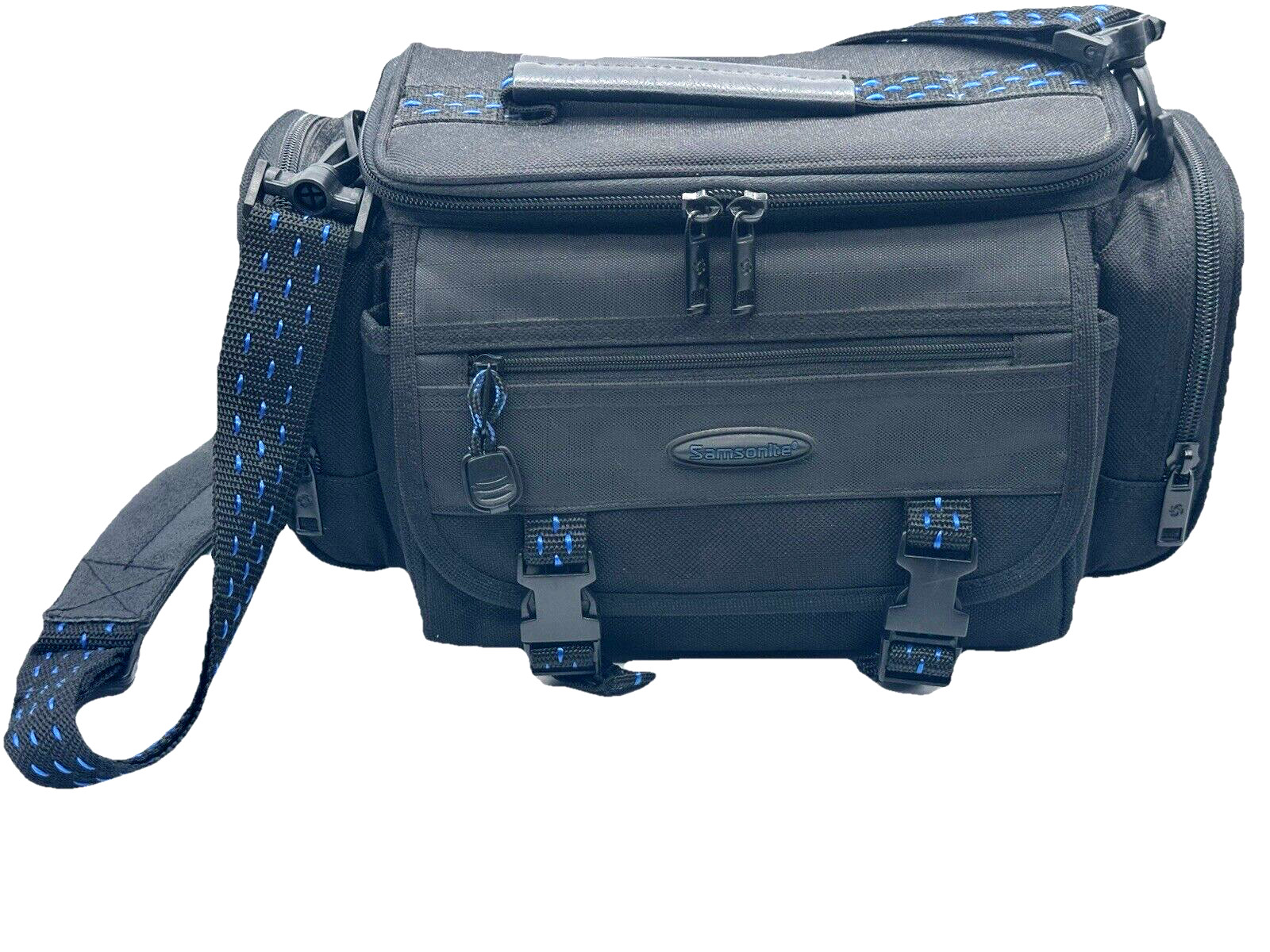 Samsonite Nylon Padded Crossbody Sporty Camera Bag 6 Pocket Black & Blue