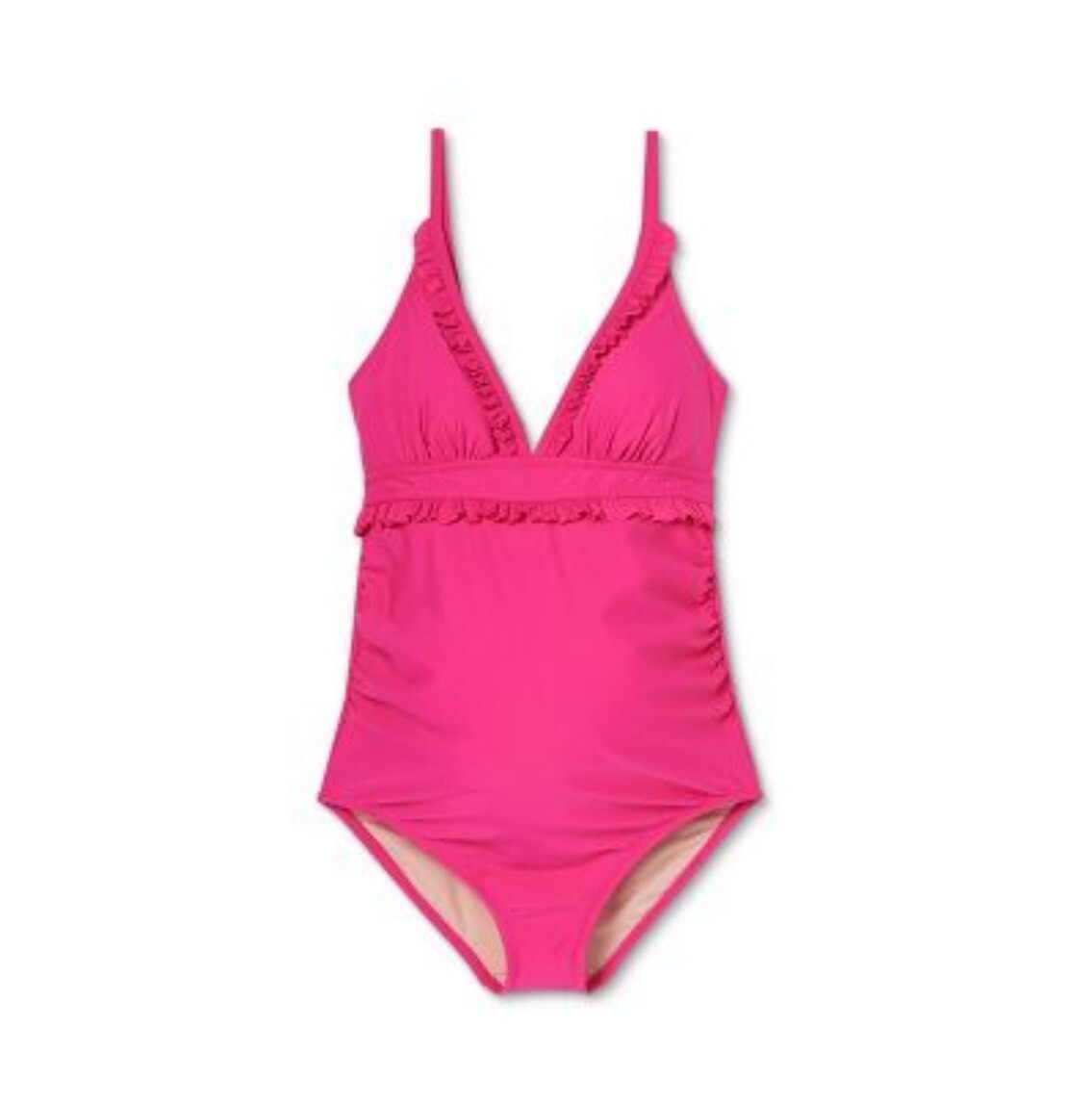 NEW Isabel Maternity V-Neck Pregnancy Micro Ruffle One Piece Swimsuit Size M