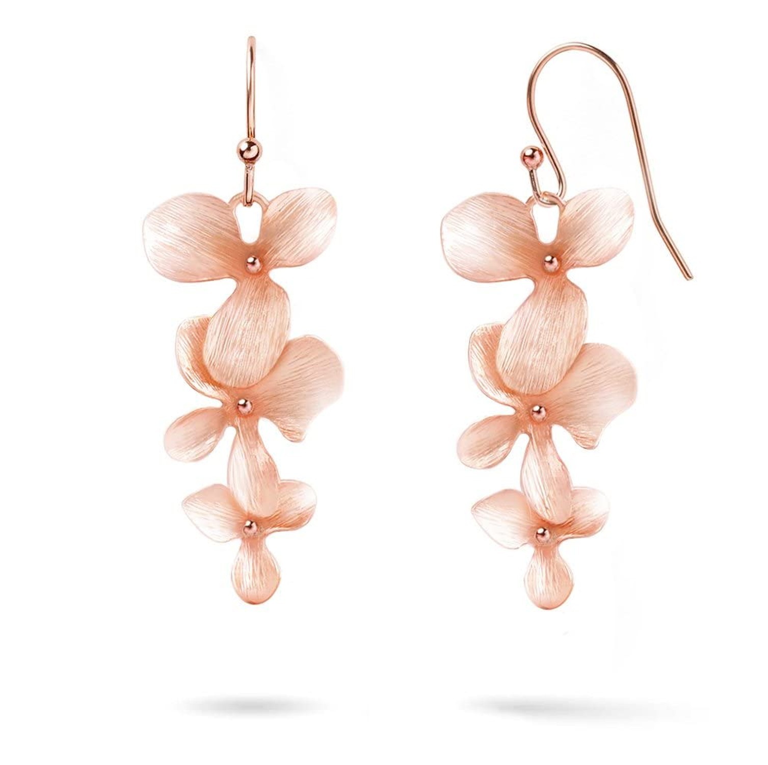 Gold Plated Orchid Flower Necklace or Bracelet Rose-Gold Plated Earrings