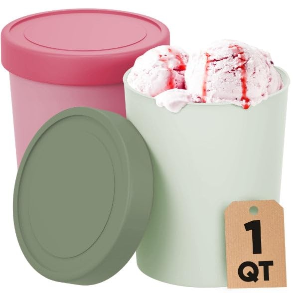 Starpack 'Freeze the Day' Ice Cream Storage Containers for Freezer Sage / Pink