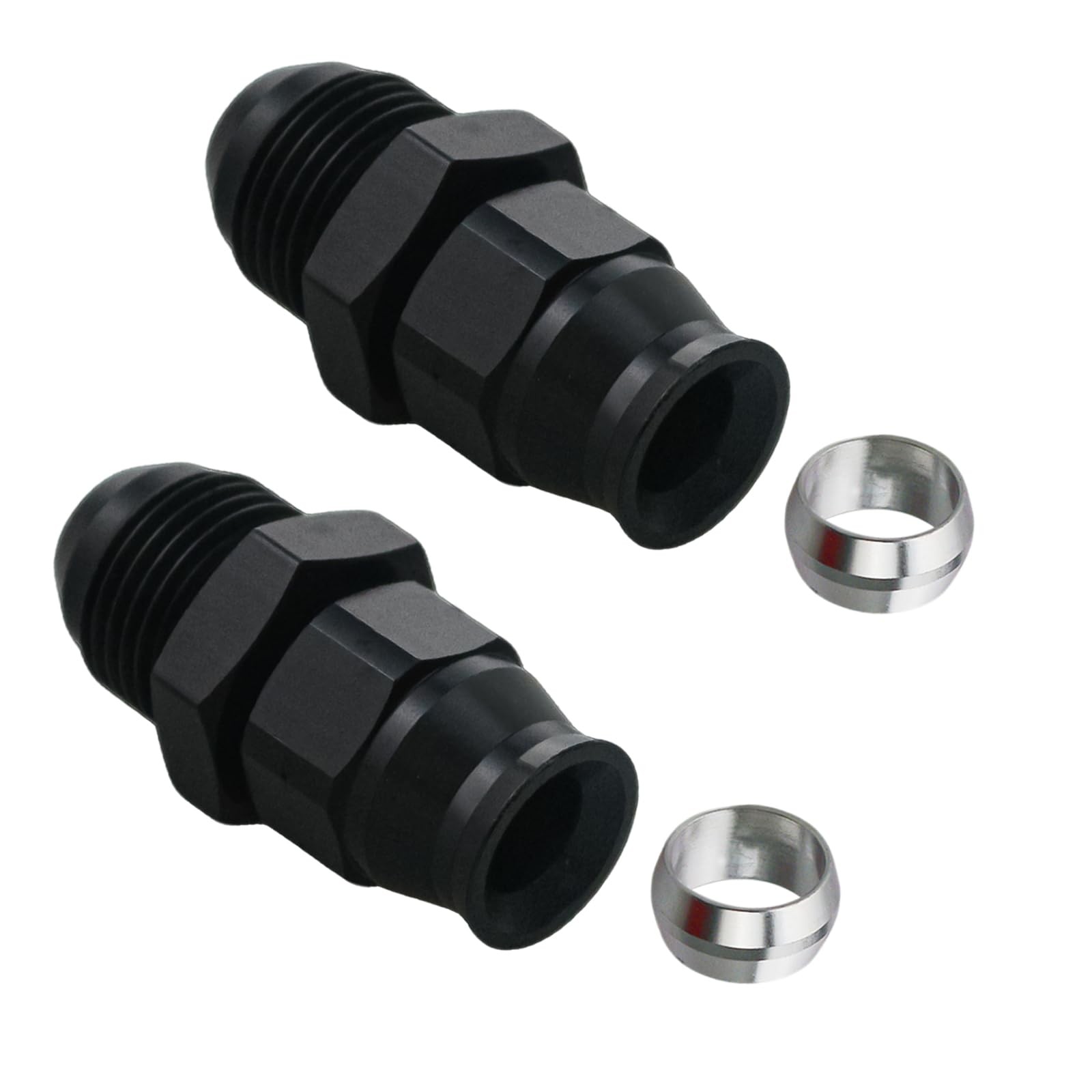 8AN Male to 3/8" Hardline Compression Fitting Adapter 3/8 in, Black 