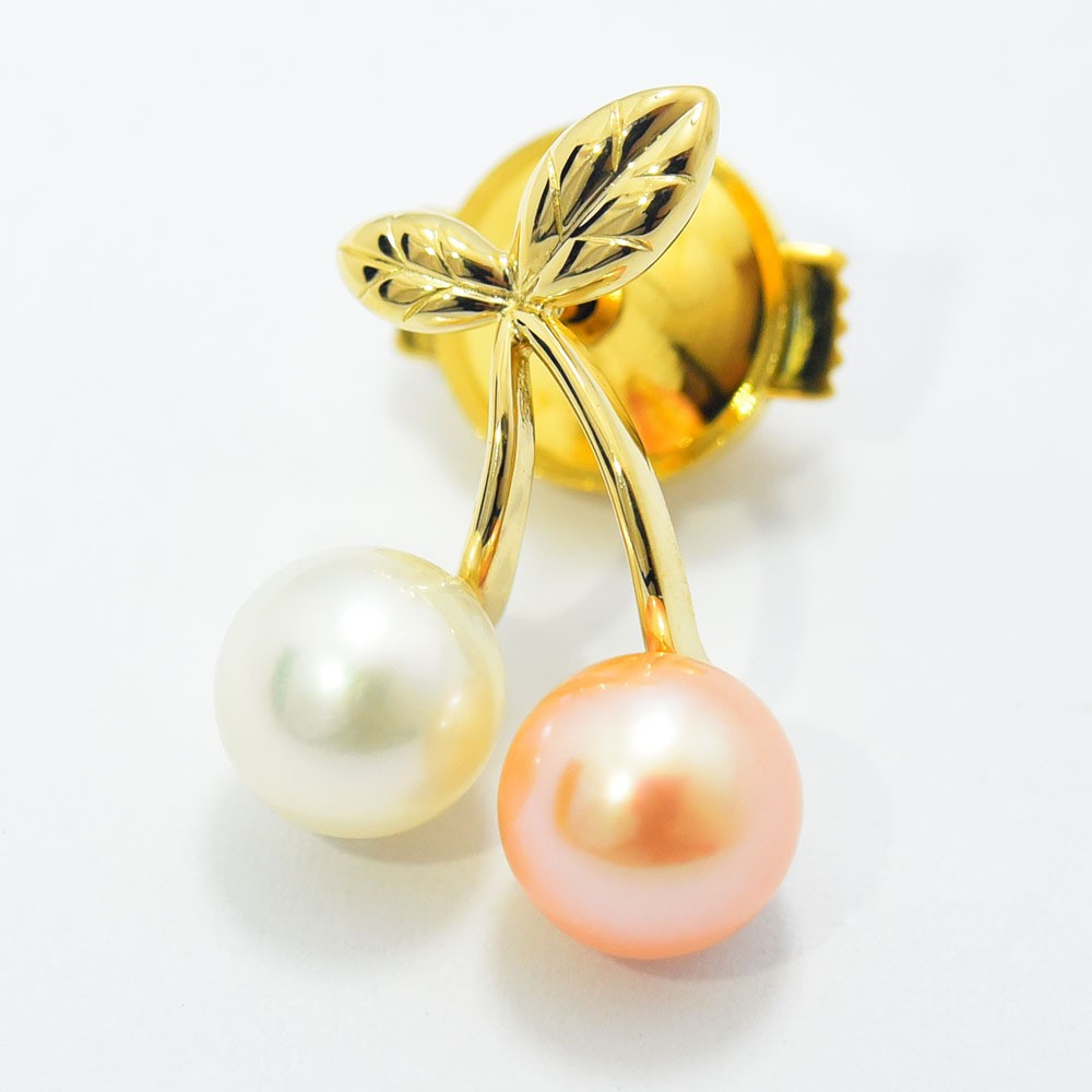 Tasaki Brooch TASAKI Tahasaki Pin Cherry Pearl K18 New Finish Used