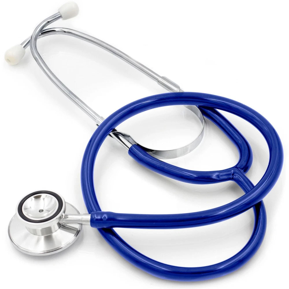 Lightweight Blue Adult Dual Head Stethoscope with Large Diaphragm 22 Inch T