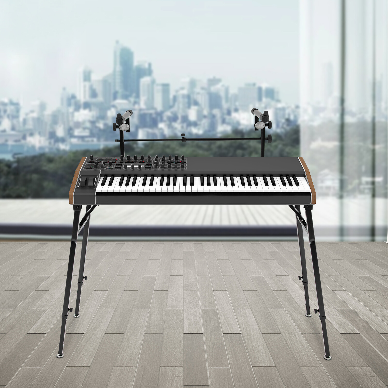 2-Tier DJ Workstation Stand Keyboard Stand DJ Workstation Table Top Piano Holder