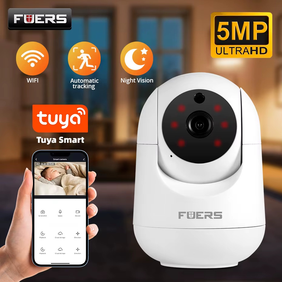 5MP Wifi Camera Tuya Smart Home Indoor Wireless IP Surveillance Camera AI Detect