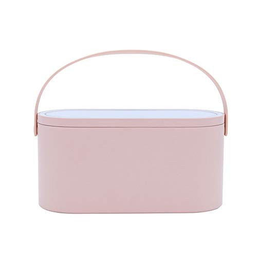 2025 Makeup Case with Mirror, Portable Cosmetics Box with LED Lighted pink