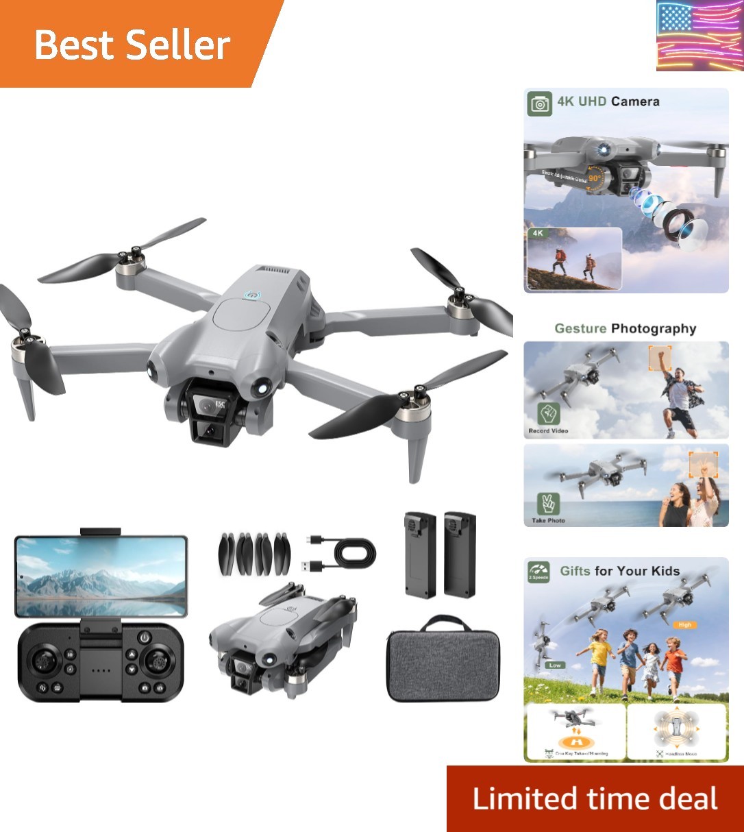 PRO Drone with Camera for Adults 4K, Brushless Motors Drone for Kids Beginner...