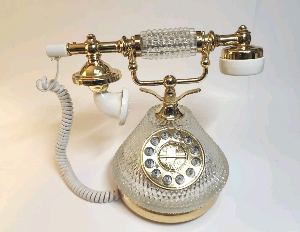 Columbia Telecommunications French Style Crystal Telephone VINTAGE