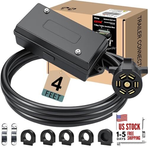 7 Pin Trailer Wiring Harness Kit 4 Feet, 7 Gang 4FT with Junction Box