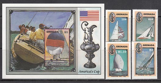 Grenada - Mail 1987 Yvert 1389/92+H.166 ** MNH Ships