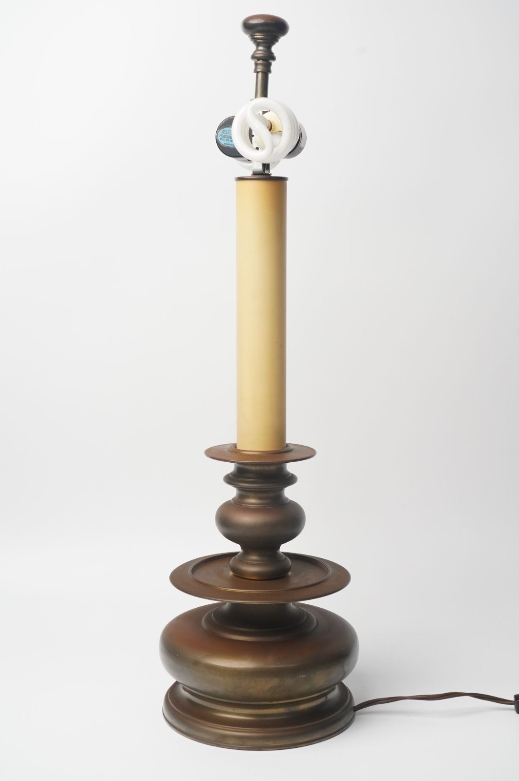 Vintage Chapman 1981 Brass Candlestick Table Lamp 24.5" Double Socket TESTED