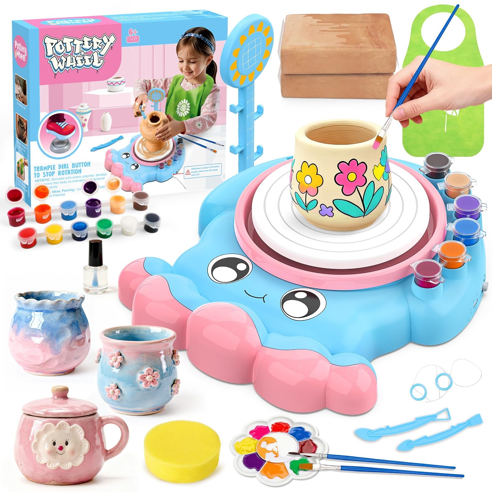 Pottery Wheel for Kids, Complete Pottery DIY Art & Craft Kit Toy, Arts and Cr...