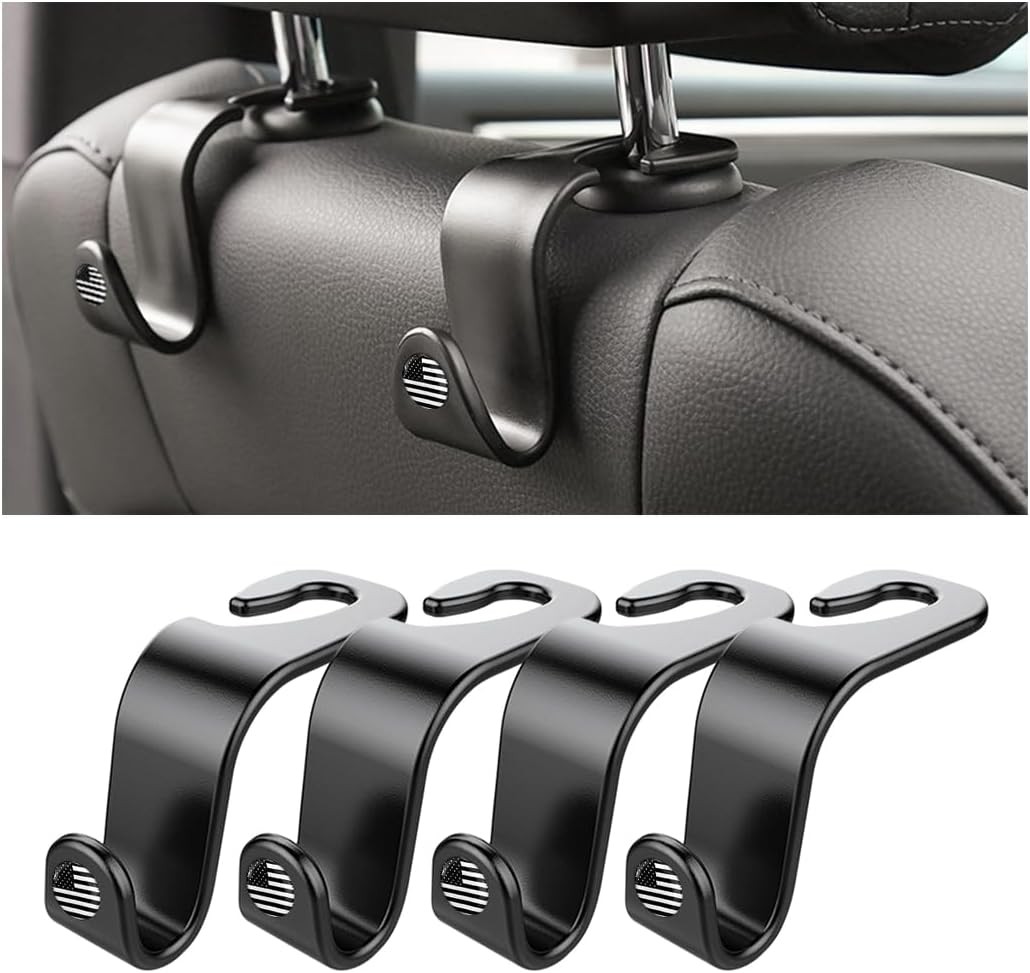 4PCS Car Seat Headrest Hooks, Auto Back Seat Hanger Holder, Durable Stylish Vehi