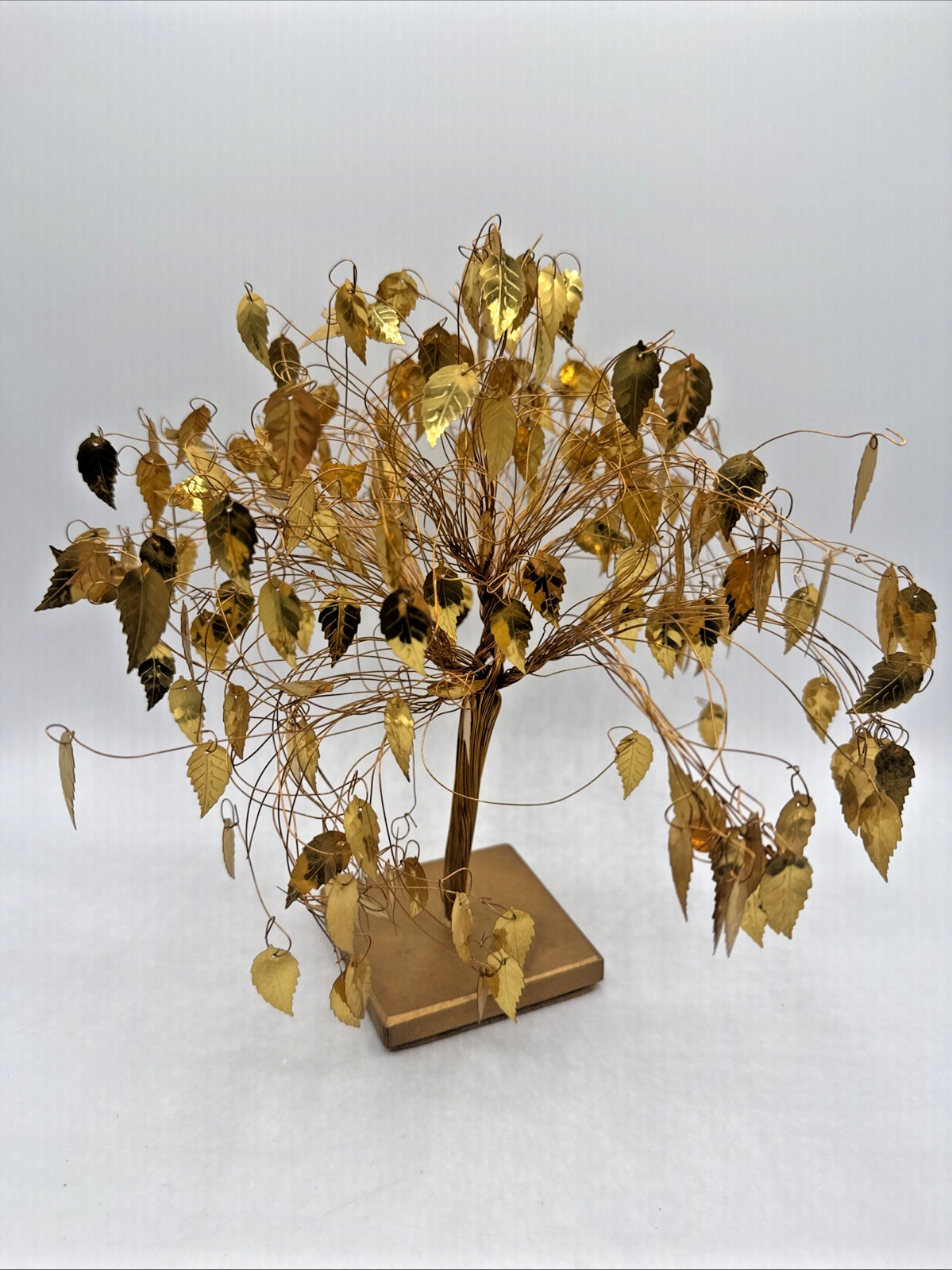 Vintage DREAM TREE Gold Leaf Twisted Wire Money Tree of Life Art Sculpture MCM