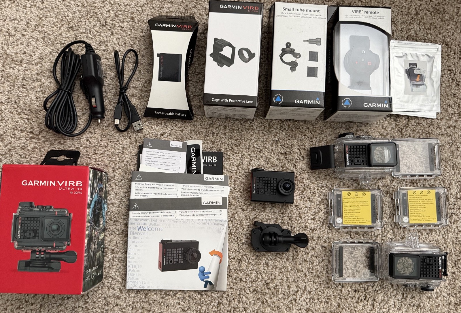 Garmin VIRB Ultra 30 Camera Bundle 4k/30FPS Excellent Condition Waterproof Case