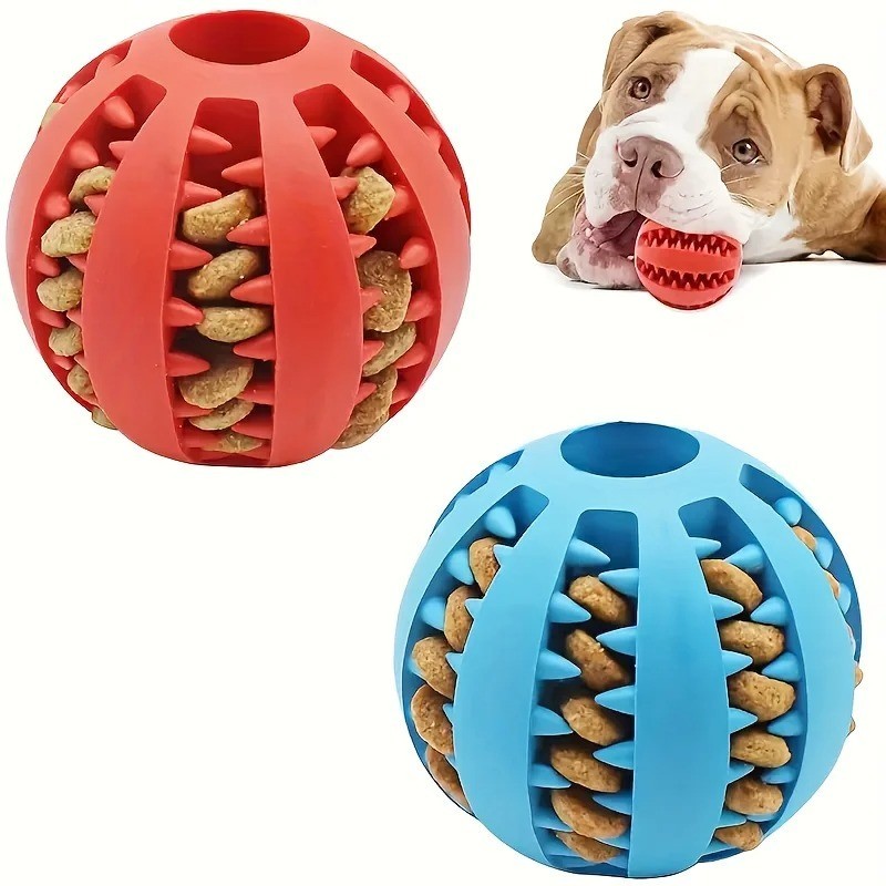 Interactive Dog Chew Toy Treat Dispenser Dental Cleaning Ball Durable
