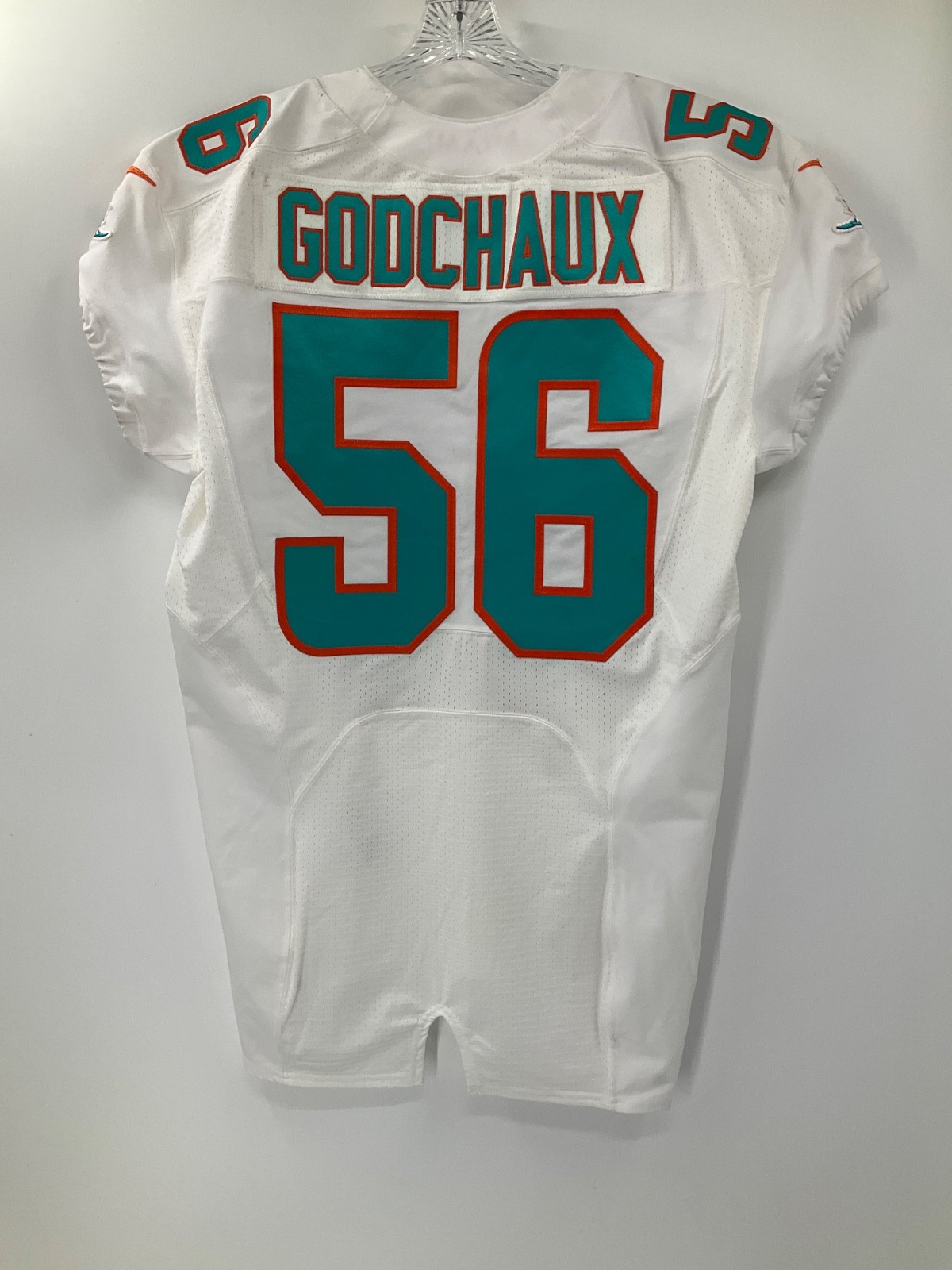 #56 DAVON GODCHAUX MIAMI DOLPHINS GAME USED NIKE JERSEY SZ:46 YR:2014